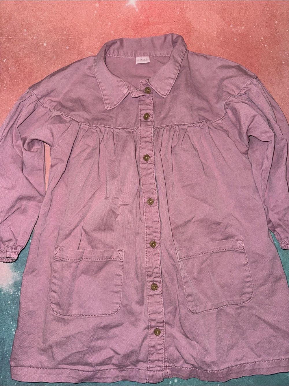 NEXT Light Mauve denim Shirt dress - dusty Pink 4 5 yo